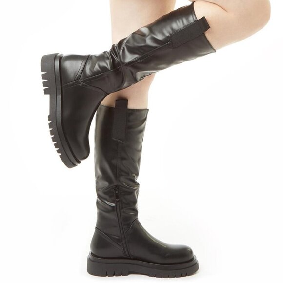 Truffle Collection Women's Chunky Sole Platform Zip Up Knee High Boots - 39 - Picture 1 of 8